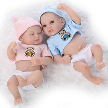 Sleeping Mini Twins Reborn Baby Dolls 11 Inches Full Silicone Newborn Babies A Sleeping Girl And An Awake Boy Kids Holiday Gift