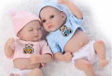 Sleeping Mini Twins Reborn Baby Dolls 11 Inches Full Silicone Newborn Babies A Sleeping Girl And An Awake Boy Kids Holiday Gift